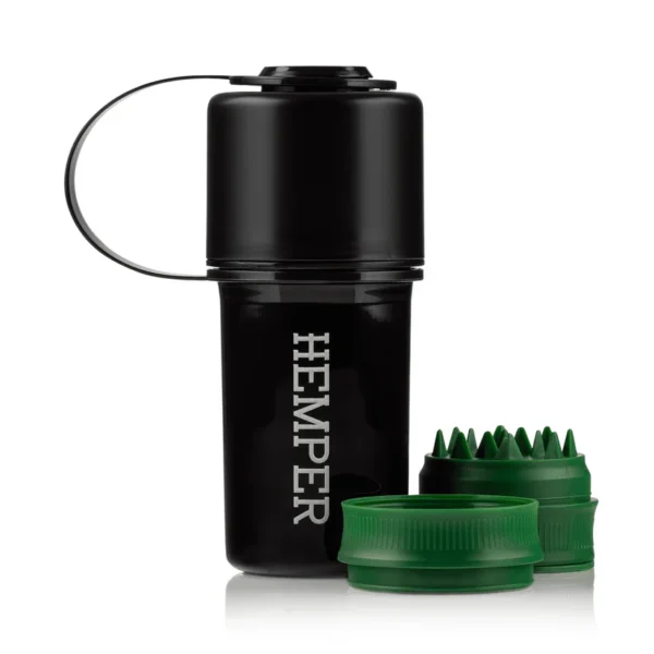 Hemper - The Keeper Moedor 3 em 1 + Recipiente de Armazenamento Todo Preto - (12 peças).