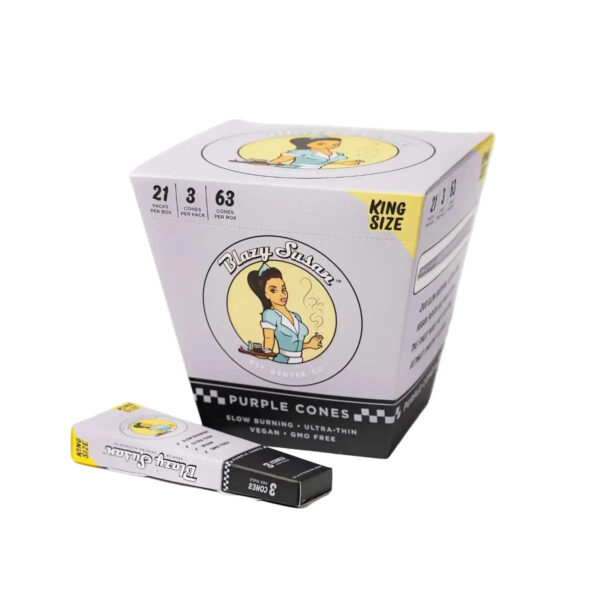 Blazy Susan Paper Cones King Size - Purple - 21 x 3-Pack Display