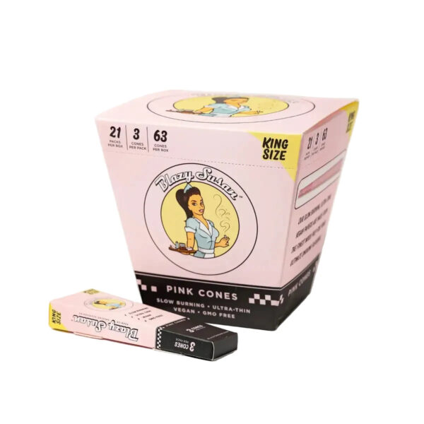 Blazy Susan Paper Cones King Size - Pink - 21 x 3-Pack Display