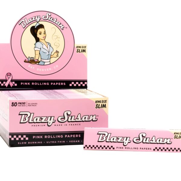 Feuilles à rouler Blazy Susan King Size Slim - Rose - Présentoir de 50 carnets