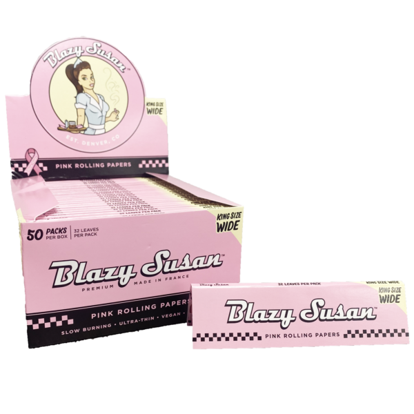Blazy Susan Rolling Papers King Size Wide - Pink - 50-Booklet Display