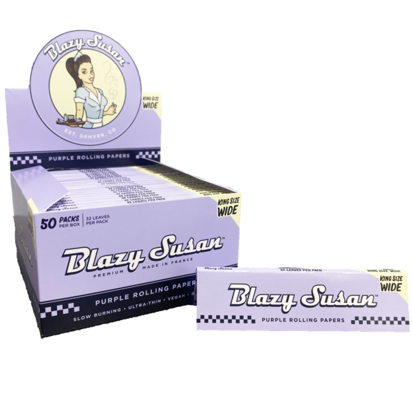 Blazy Susan Rolling Papers King Size Wide - Purple - 50-Booklet Display