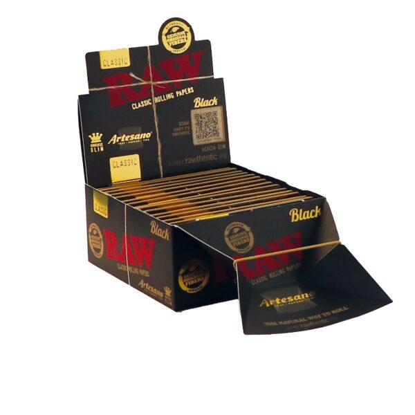 RAW Black Artesano KS Slim + Tips (Display 15pcs)